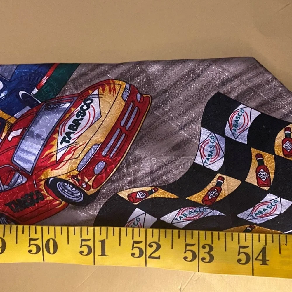 Men's Necktie Auto Racing Theme 100% Silk Tabasco  Brand